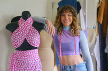 Load image into Gallery viewer, Lilac & Blue Mockneck Power Mesh