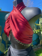 Load image into Gallery viewer, Burgundy Boho Tongue Tied Tie Top