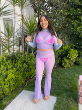 Load image into Gallery viewer, Lilac & Blue Mockneck Power Mesh