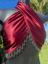 Load image into Gallery viewer, Burgundy Boho Tongue Tied Tie Top