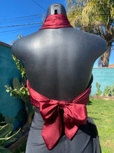 Load image into Gallery viewer, Burgundy Boho Tongue Tied Tie Top