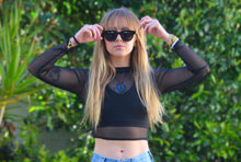Load image into Gallery viewer, Black Mockneck Power Mesh Top