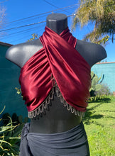 Load image into Gallery viewer, Burgundy Boho Tongue Tied Tie Top