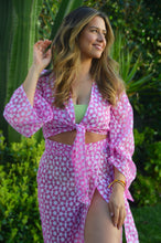 Load image into Gallery viewer, Pink Blossom Wrap Skirt with tie sides