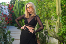 Load image into Gallery viewer, Black Mockneck Power Mesh Top