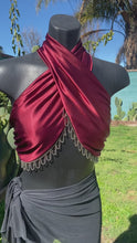 Load and play video in Gallery viewer, Burgundy Boho Tongue Tied Tie Top