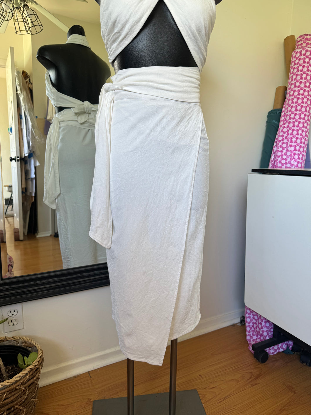 Linen Wrap Skirt with tie sides